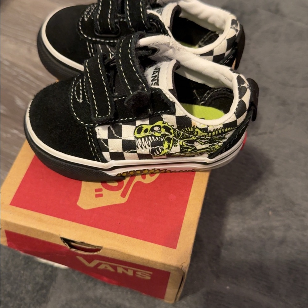 Vans Kids Black and White Dinosaur Sneakers